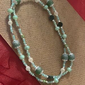Necklace
Sea Green beads with silver detailing